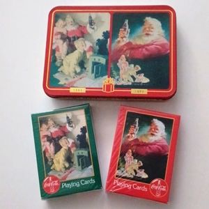 Coca Cola Nostalgia Playing Cards With Tin 1996/ Sealed Double Deck